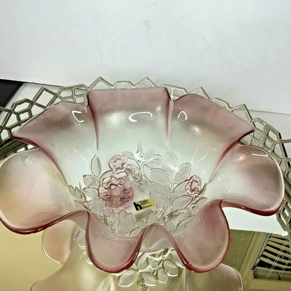Home Beautiful Other - Home Beautiful Bowl Germany Crystal Rose Floral Vintage Pink NOS #MN
